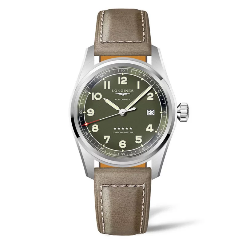 Longines Spirit - 40 mm Green Dial & Brown Leather Strap L38104032