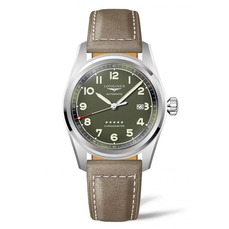 Longines Spirit - 42 mm Green Dial & Brown Leather Strap L38114032