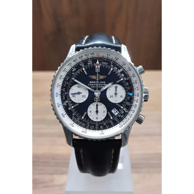 PRE-OWNED Breitling Navitimer Chronograph Black & Leather Strap A23322