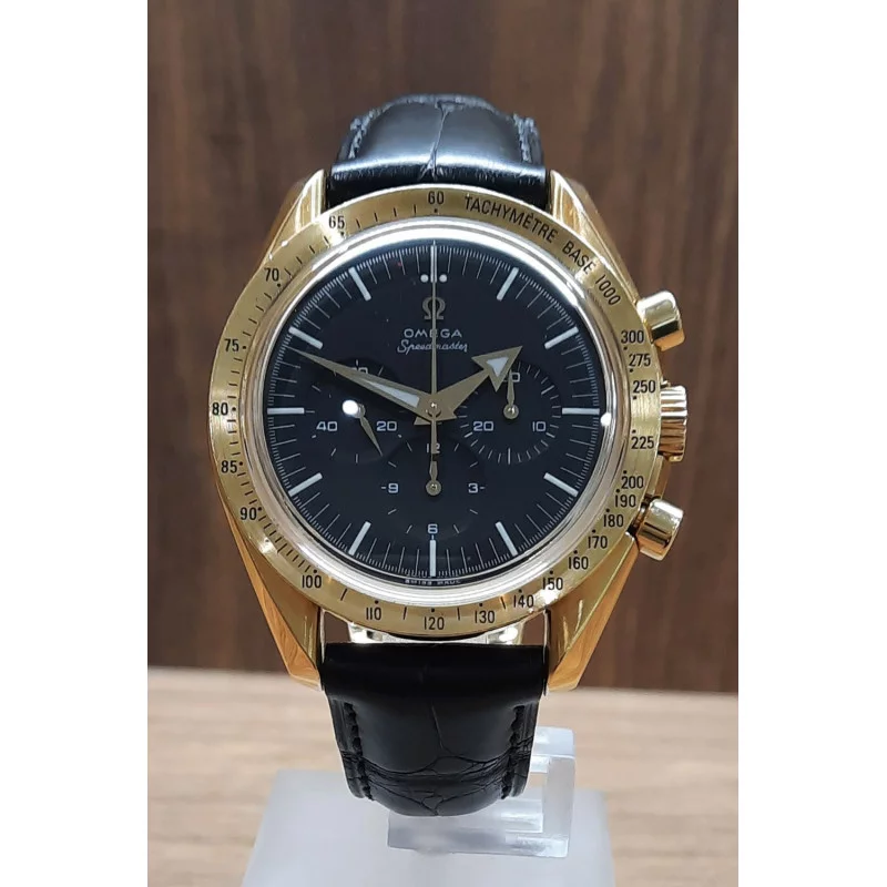 PRE-OWNED Omega Speedmaster 150th Anniversary Broad Arrow Gold & Alligator leatherstrap 36935081