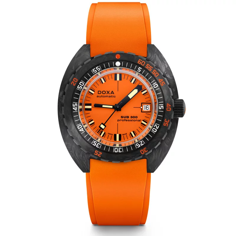 DOXA - Sub 300 Carbon Professional Orange & Gummiband 822.70.351.21