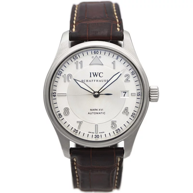 SOLD - PRE-OWNED IWC Mark XVI Spitfire Automatic 39 mm Silver & Leather strap IW325502