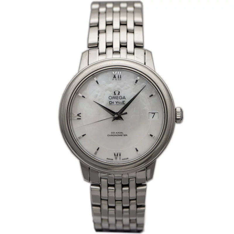 PRE-OWNED OMEGA De Ville Prestige Co-Axial Stainless Steel Mother of Pearl Ref 4241033200500