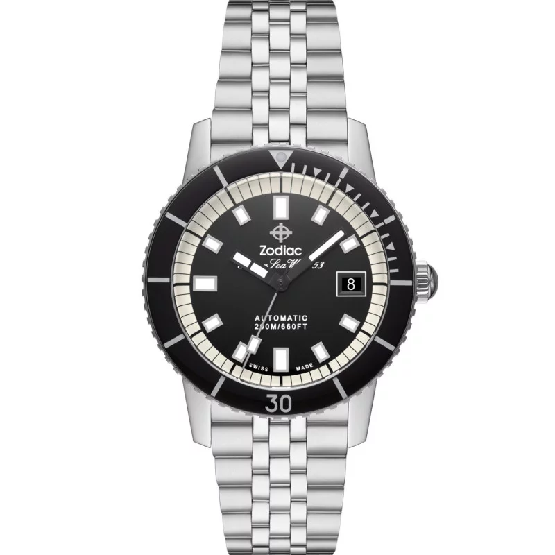 Zodiac Super Sea Wolf 53 Compression Black & Steel Bracelet ZO9286