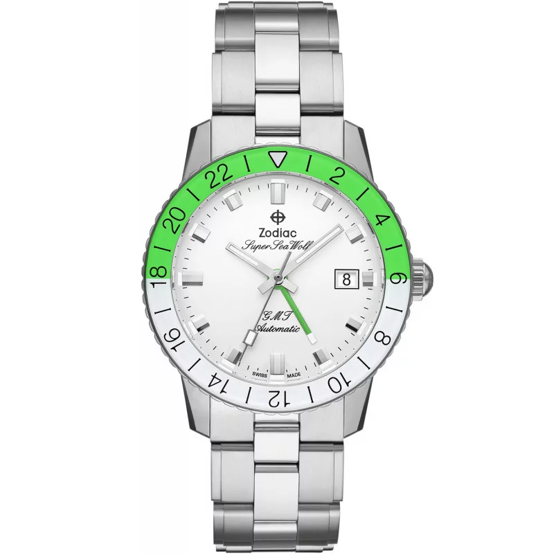 Zodiac Super Sea Wolf GMT Limited Edition Neon Lime & Steel Bracelet ZO9411