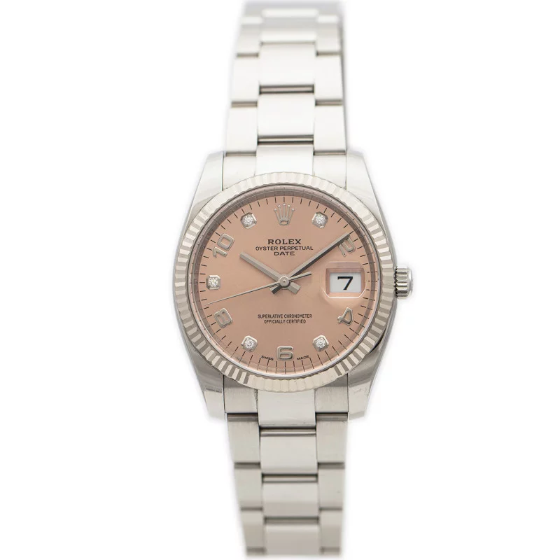 SOLD - PRE-OWNED Rolex Date 34 mm Automatic Steel Pink Ref 68240