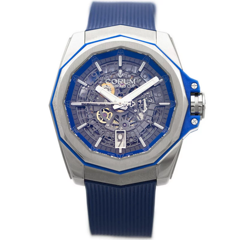 Corum Admiral's Cup Limited Edition 45mm Blue Skeleton Titanium & Rubber Strap Ref. 082.401.04/F373FH33