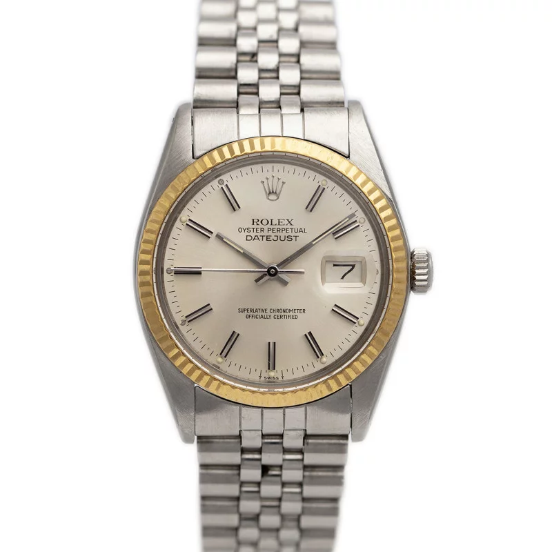 SOLD - PRE-OWNED Rolex Datejust Gray 18k Bezel & Jubilee Bracelet 1979 Ref 1600