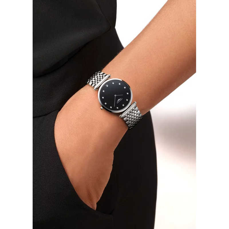 Longines La Grande Classique 37mm Black Diamonds Steel