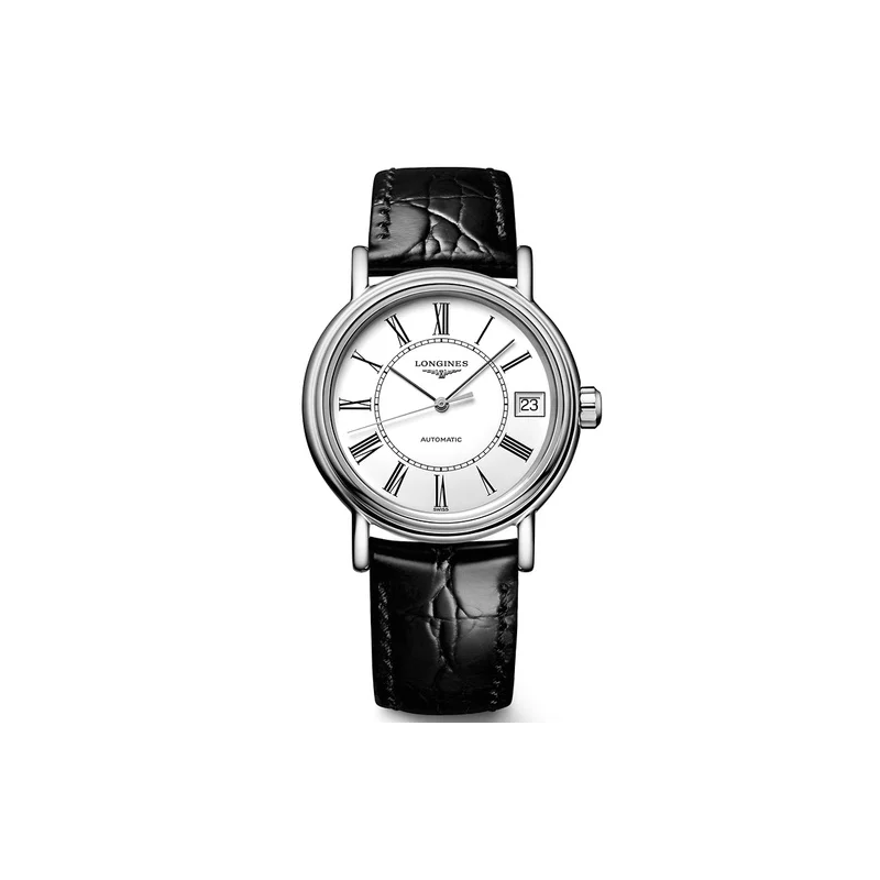 Longines Presence 30mm White dial, Stainless steel, Leather strap L43224112