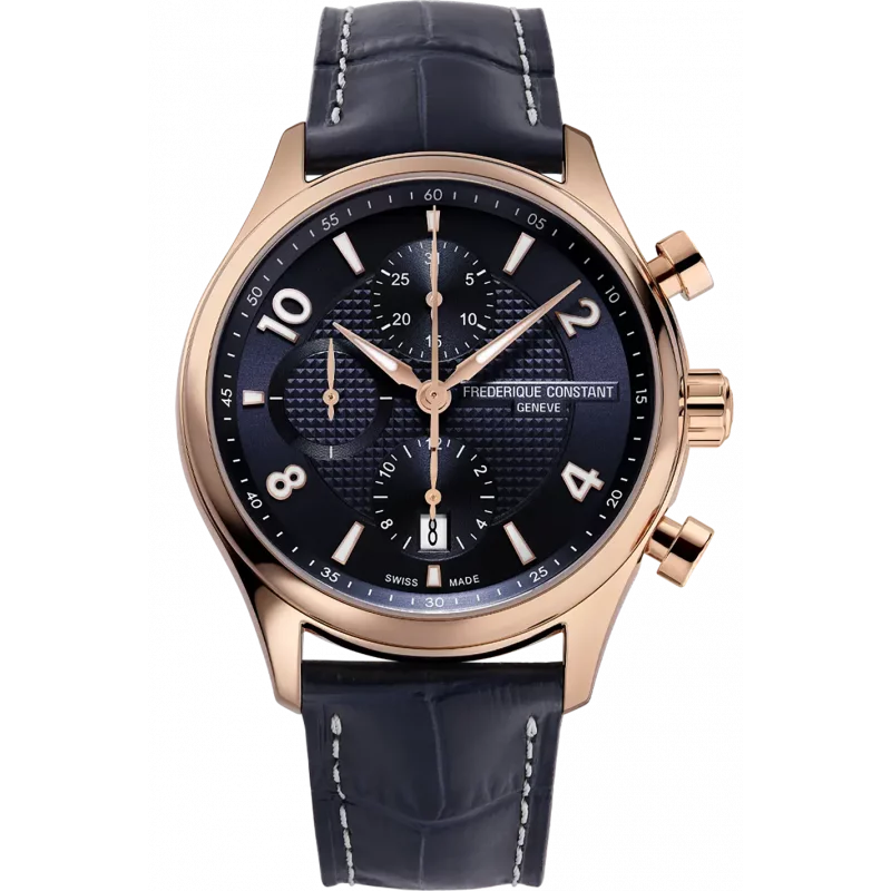 Frederique Constant Classics Runabout Chronograph Automatic 42mm Rose gold & Blue leather FC-392RMN5B4