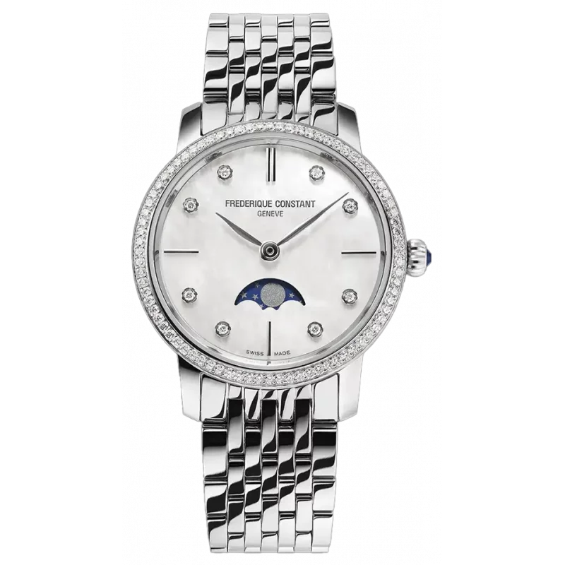 Frédérique Constant Slimline Moonphase Diamond Ladies Watch FC-206MPWD1SD6B