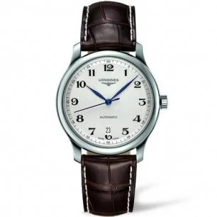 Longines - Master Gent's 38.5 mm silver dial and leather strap L26284783