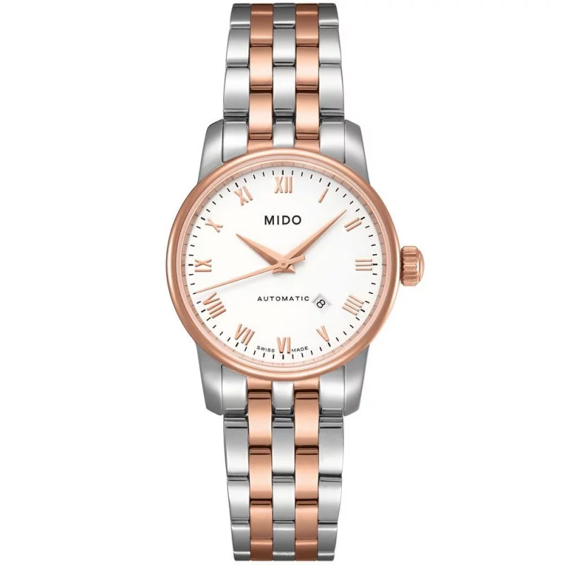 MIDO Baroncelli - Automatic White Steel & Rose Gold Lady's