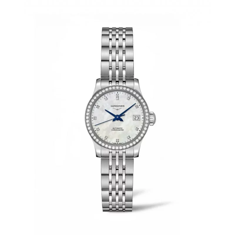 Longines - Record Lady Watch White Mother-Of-Pearl & Diamonds 26 mm