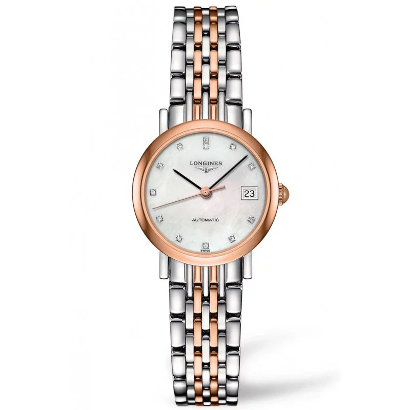 Longines -Elegant MOP Rose gold 12 Diamonds Lady's Watch