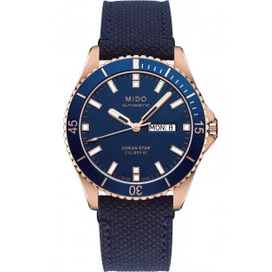 MIDO Ocean Star- Blue & Rose Gold PVD Rubber Gent's Watch