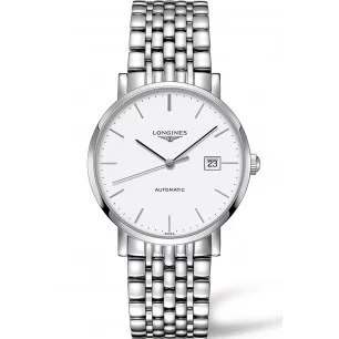 Longines - Elegant White Steel 39mm Gent's Watch