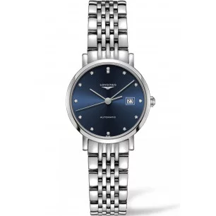 Longines Elegant Lady Blue Steel Diamonds Lady's Watch 29mm