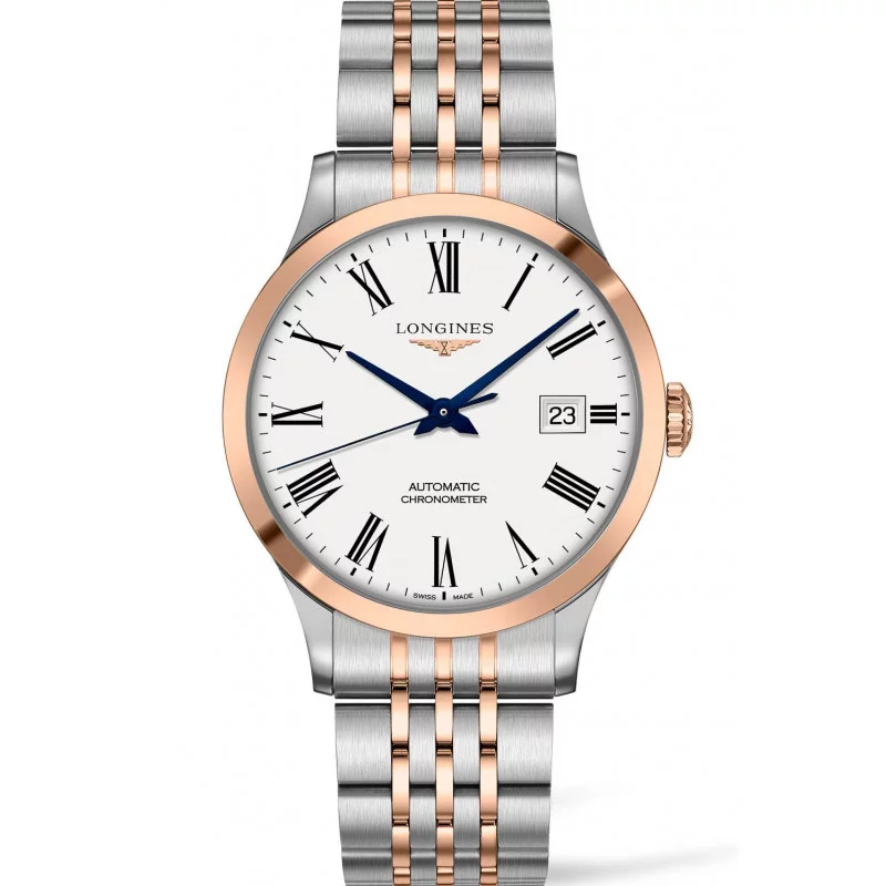 Longines - Record White Roman Numeral Rose Gold PVD 40mm