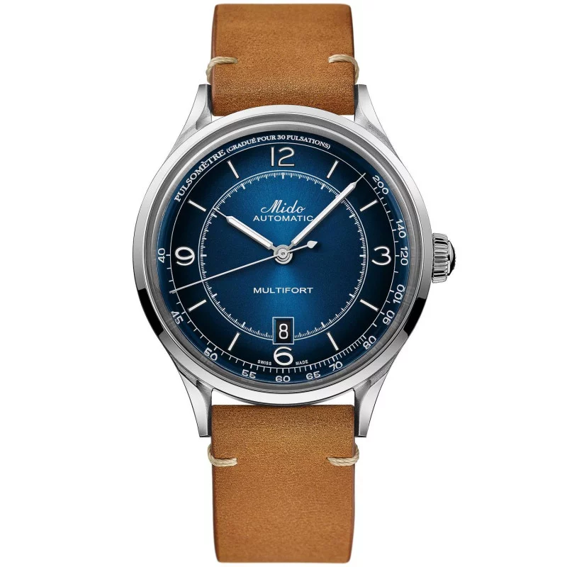 MIDO Multifort Patrimony 40mm Blue dial & leather strap M0404071604000