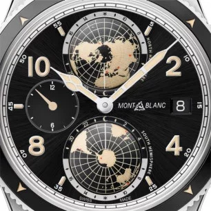 Montblanc 1858 Geosphere men's watch 42mm black & leather strap 119286