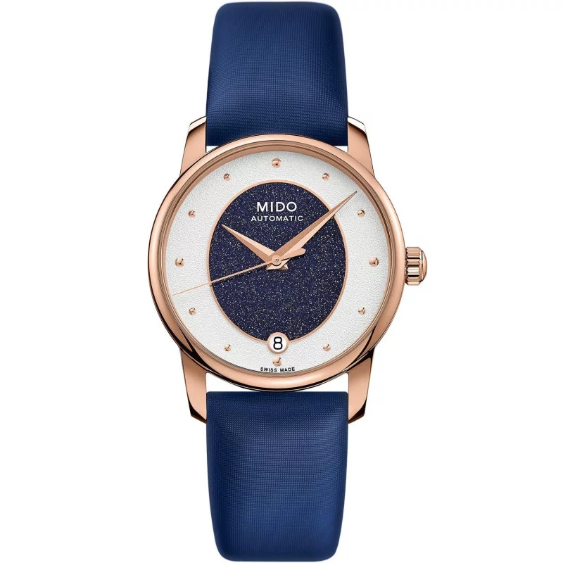 MIDO Baroncelli - Wild Stone PVD Rose Gold White Dial Women´s Watchy 33 mm