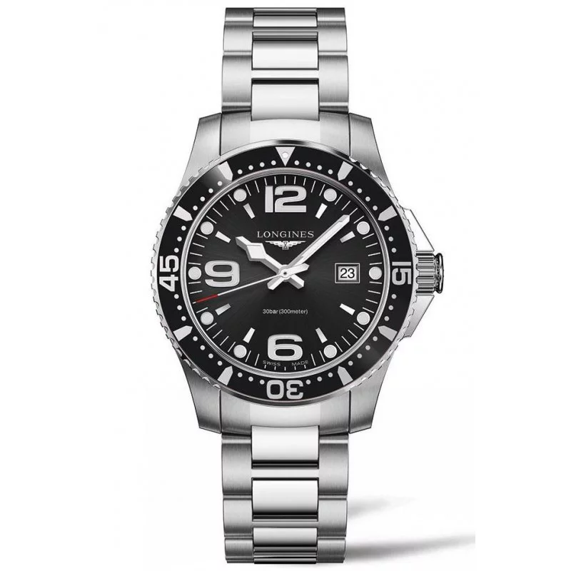 Longines - HydroConquest 39mm Quartz Black Dial & Steel Bracelet Gent's Watch L37304566