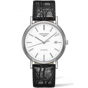 Longines Presence 38 5mm Roman numerals White Steel Leather