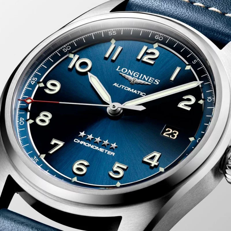 Longines Spirit 42mm Blue dial Steel Leather strap L38114930