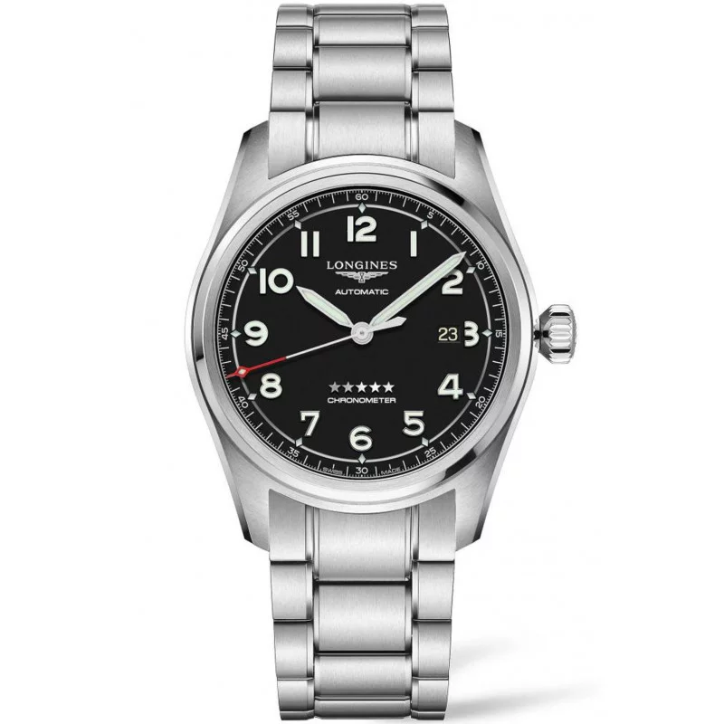 Longines Spirit - 42mm Black dial & Steel bracelet with Two additional leather straps L38114539