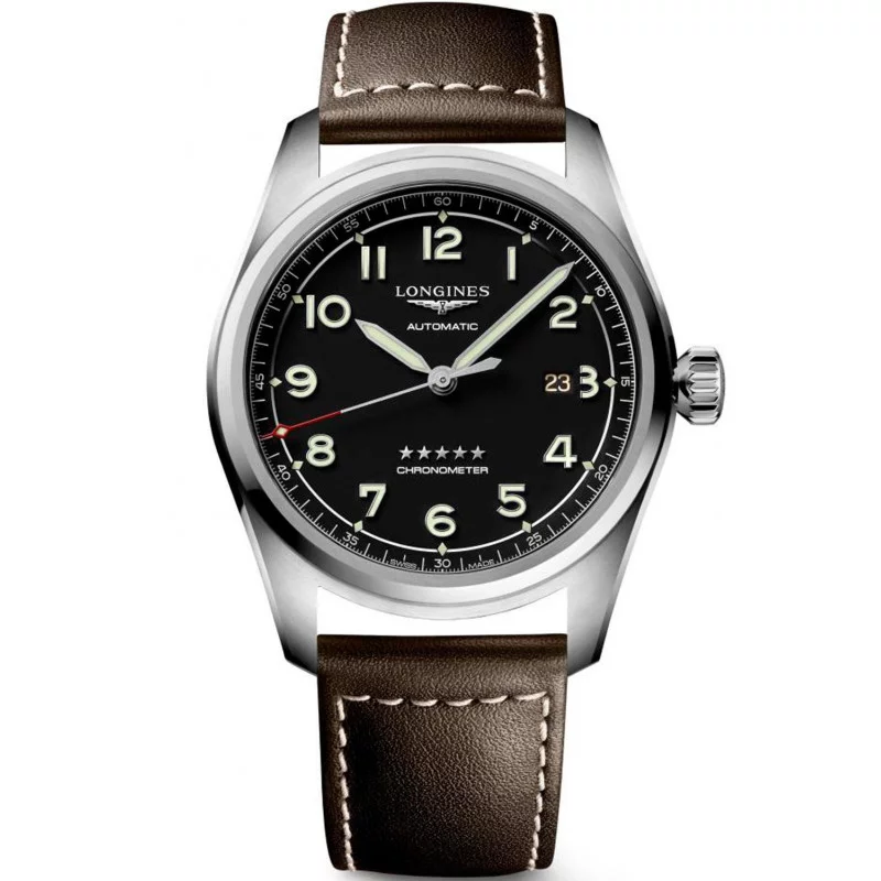 Longines - Spirit 42mm Black dial & Leather strap L38114530